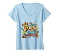 Mujer Humor de Rana Vaquera: Vive el Sueño con Decisiones Locas Camiseta Cuello V
