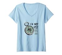 Mujer Humor de Senderismo Gracioso No Estoy perdido Eres Camiseta Cuello V
