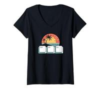 Mujer Humor de Vacaciones tecnológicas - Ctrl Alt Esc Beach Escape Camiseta Cuello V