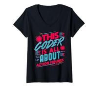 Mujer Humor Divertido Coder Geek para coleccionistas de Figuras de acción Camiseta Cuello V