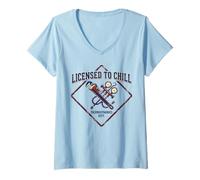 Mujer Humor Divertido de refrigeración para técnico HVAC con Licencia To Chill Camiseta Cuello V