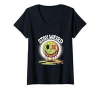 Mujer Humor Divertido Gente extraña Divertido Gráfico Divertido Stay Weird Camiseta Cuello V