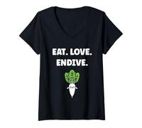 Mujer Humor endive minimalist vegetable quote eat love endive Camiseta Cuello V
