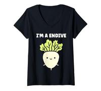 Mujer Humor endive minimalist vegetable simple i'm a endive Camiseta Cuello V