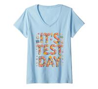 Mujer Humor ES DÍA DE Prueba Bruh ELA Stem Ready Cottagecore Camiseta Cuello V