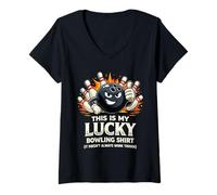 Mujer Humor Funny Strike Ball Bowler Team This Is My Lucky Bowling Camiseta Cuello V