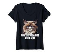 Mujer Humor gato antes de que preguntes es no meme Camiseta Cuello V