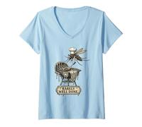 Mujer Humor gráfico de Barbacoa de Mosquitos Surrealista RARA Vez Bien Hecho Camiseta Cuello V