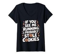 Mujer Humor hilarante ladrón de Galletas para entusiastas de la repostería Camiseta Cuello V