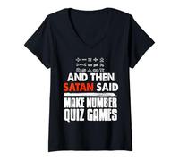 Mujer Humor Matemático Y Entonces Hizo Juegos Difíciles Camiseta Cuello V