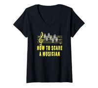 Mujer Humor Música Divertida para Asustar a Los Músicos Halloween Camiseta Cuello V
