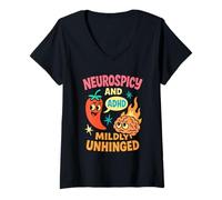 Mujer Humor neurodivergente TDAH Meme Disfunción Ejecutiva Rabia Camiseta Cuello V