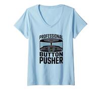 Mujer Humor piloto Profesional pulsador de Botones para aviadores Camiseta Cuello V