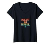 Mujer Humor Retro descafeinado No Gracias Café Camiseta Cuello V