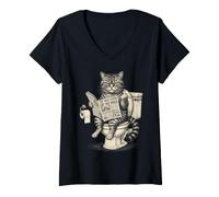 Mujer Humor sarcástico del Inodoro felino Subido por impuestos sobre Gatos Camiseta Cuello V