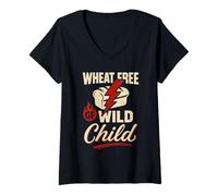 Mujer Humor sin gluten Alergia Vida Celíaco Orgullo Sin Trigo Estilo Camiseta Cuello V