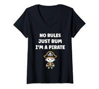 Mujer Humor skull pirates funny simple quote just rum pirate Camiseta Cuello V