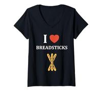 Mujer Humor Small Bread Breadstick Simple i Love Breadsticks Camiseta Cuello V