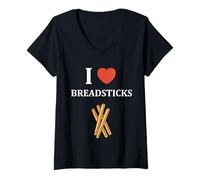 Mujer Humor Small Bread Breadstick Simple i Love Breadsticks Camiseta Cuello V