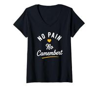 Mujer Humour Fromage France No Pain No camembert Camiseta Cuello V