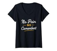Mujer Humour Fromage France No Pain No camembert Camiseta Cuello V