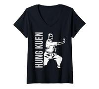 Mujer Hung Kuen Kung-Fu Arte marcial tradicional energía y control Camiseta Cuello V