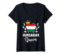 Mujer Hungarian Queen Hungary Flag Proud Hungarian Woman Camiseta Cuello V