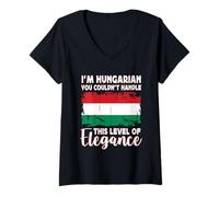 Mujer Hungary Flag Proud Elegant Hungarian Boyfriend Girlfriend Camiseta Cuello V