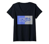 Mujer Hungry Hippos Grey Blue Logo Camiseta Cuello V