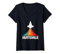 Mujer Huntsville Space Lover Retro Rocket Lanzamiento Alabama Camiseta Cuello V