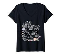 Mujer Hurry Up Inner Peace I Don't Have All Day Yoga Mood |- Camiseta Cuello V