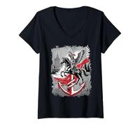 Mujer Húsar Alado Polaco Ancla PW símbolo Varsovia Horizonte Arte Camiseta Cuello V