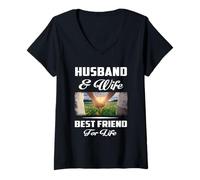 Mujer Husband and Wife Best Friend For Life Funny Couple Camiseta Cuello V
