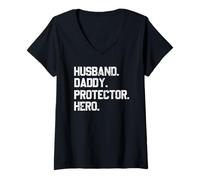 Mujer Husband Daddy Protector Hero Fathers Day for Dad Camiseta Cuello V