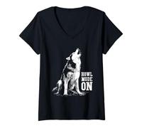 Mujer Husky aúlla a la Luna | Howl Mode On Camiseta Cuello V