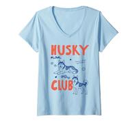 Mujer Husky Mom Club Siberian Husky Dog Owner Dog Mom Mothers Day Camiseta Cuello V