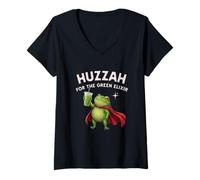 Mujer ¡Huzzah For The Green Elixir Frog Matcha, fantasía irónica y Divertida! Camiseta Cuello V