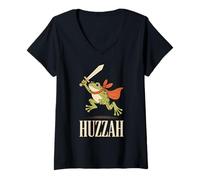 Mujer Huzzah Rana Caballero Historia Medieval REN Faire Jousting Espada Camiseta Cuello V