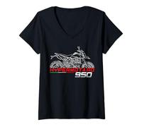 Mujer Hypermotard 950 2019-2024 para motociclistas de Supermoto, motocicleta Camiseta Cuello V