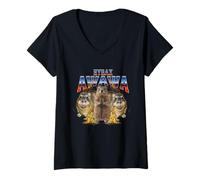 Mujer Hyrax Vintage Fuego Feo Divertido Meme Retro Animal Bootleg Camiseta Cuello V