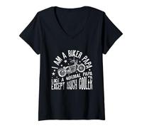 Mujer I Am A Biker Papa Frase Divertida para Abuelo Motero Camiseta Cuello V