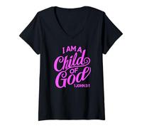 Mujer I Am A Child of God Juan Verso de la Biblia Confía en Señor Jesús 1 Juan Camiseta Cuello V