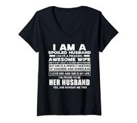 Mujer I Am A Spoiled Husband I Have Freaking Awesome Wife Camiseta Cuello V