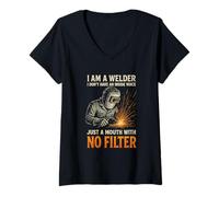 Mujer I Am A Welder No Filter Funny Welding Humor Dad Hombres Camiseta Cuello V