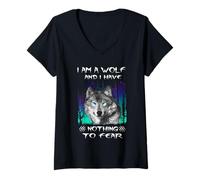 Mujer I Am A Wolf and I Have Noting To Fear Funny Wolves Lovers Camiseta Cuello V