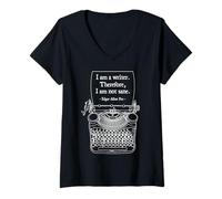 Mujer I Am A Writer Therefore I Am Not Sane PoE Cita del Autor Camiseta Cuello V