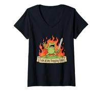 Mujer I Am At My Frogging Limit Funny Abrumado Frustración Rana Camiseta Cuello V