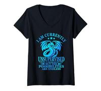 Mujer I Am Currently Unsupervised I Know Funny Dragon Lover Gifts Camiseta Cuello V