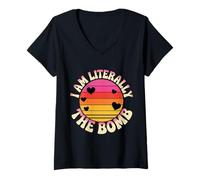 Mujer I Am Literally The Bomb Explosive Energy Vibes - Camiseta Cuello V