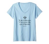 Mujer I Am Not Afraid I Was Born To Do This Juana de Arco Negro Envejecido Camiseta Cuello V